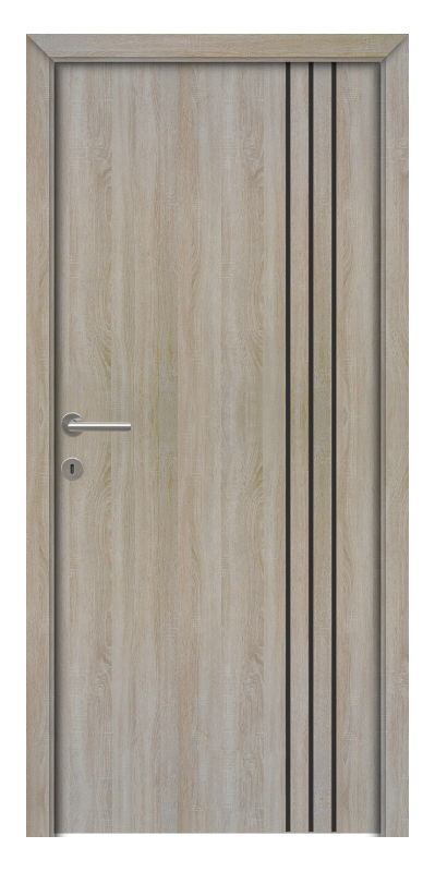 Trója III fekete fémintarziás CPL beltéri ajtó